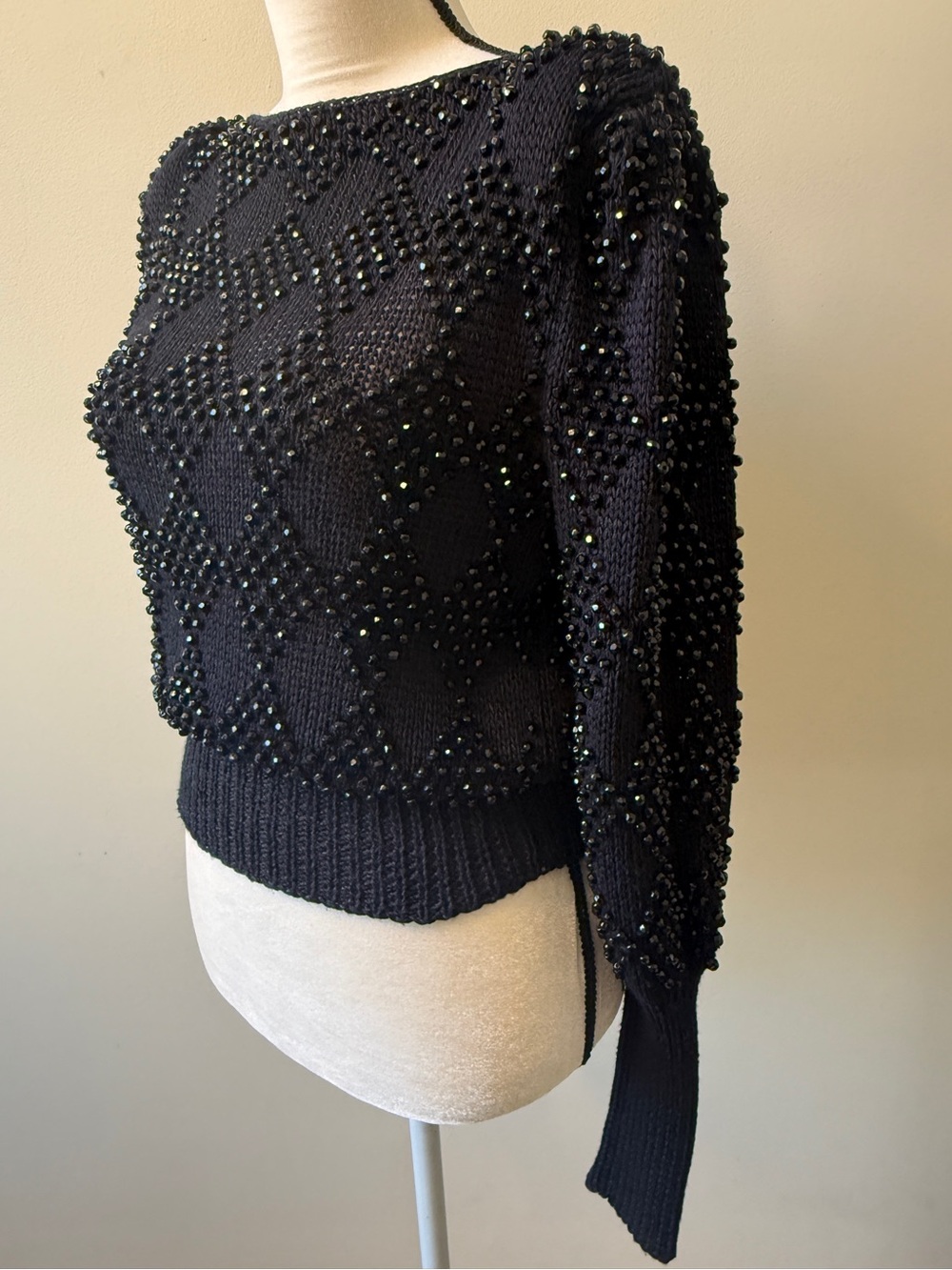 Black Beaded Women's Knit Sweater